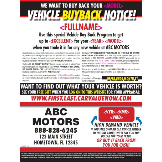Tag Mailer Vehicle Buyback Notice